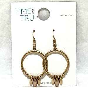 Time and Tru Gold Tone Hypoallergenic Hanging Hoop Earrings